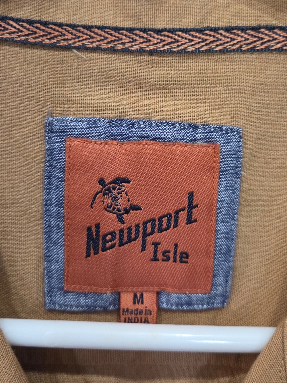 Newport Men's Tan Embroidered Camp Shirt - Picture 6 of 7
